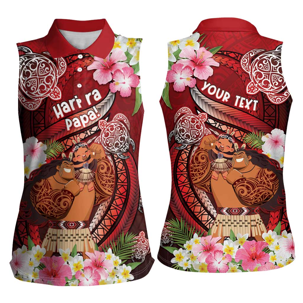 Personalised New Zealand Father's Day Women Sleeveless Polo Shirt Happy Father And Child DT04 - Polynesian Pride