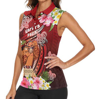 Personalised New Zealand Father's Day Women Sleeveless Polo Shirt Happy Father And Child DT04 - Polynesian Pride