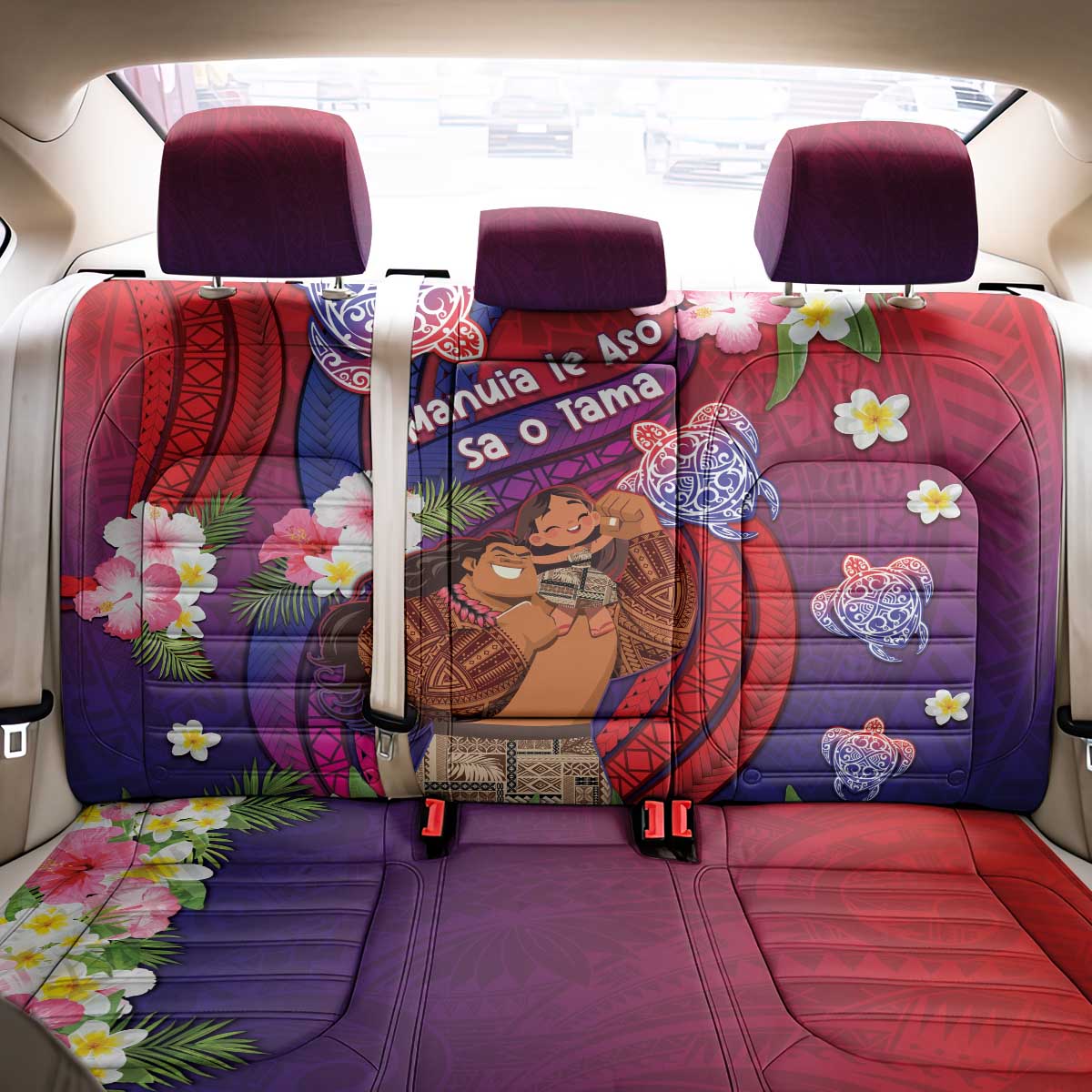 Samoa Father's Day Back Car Seat Cover Happy Father And Child