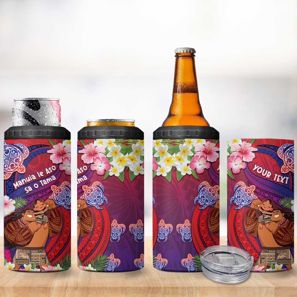 Personalised Samoa Father's Day 4 in 1 Can Cooler Tumbler Happy Father And Child