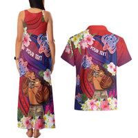 Personalised Samoa Father's Day Couples Matching Tank Maxi Dress and Hawaiian Shirt Happy Father And Child