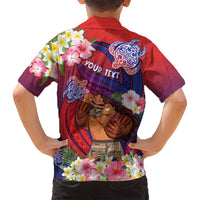 Personalised Samoa Father's Day Family Matching Long Sleeve Bodycon Dress and Hawaiian Shirt Happy Father And Child