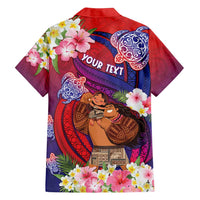Personalised Samoa Father's Day Family Matching Long Sleeve Bodycon Dress and Hawaiian Shirt Happy Father And Child