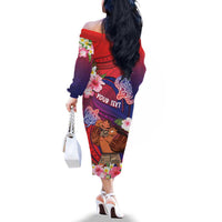Personalised Samoa Father's Day Family Matching Off The Shoulder Long Sleeve Dress and Hawaiian Shirt Happy Father And Child