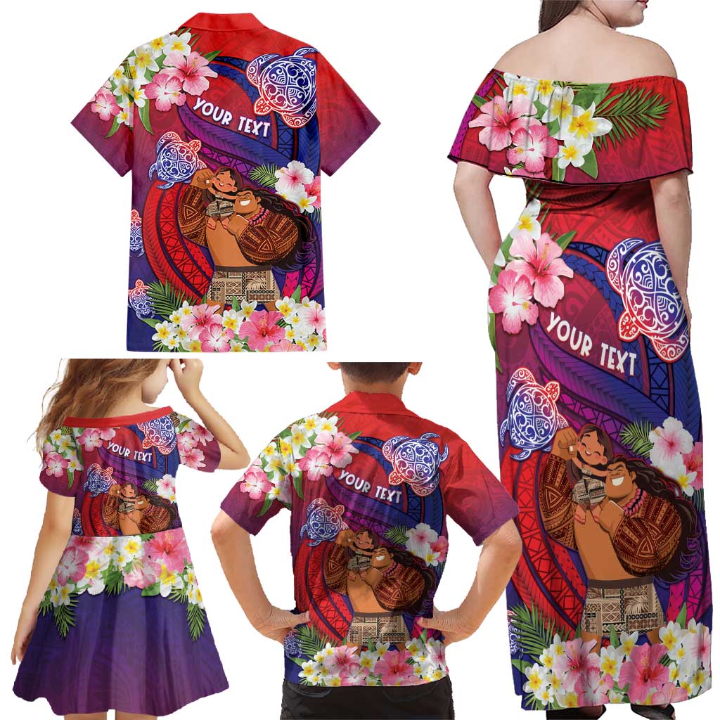 Personalised Samoa Father's Day Family Matching Off Shoulder Maxi Dress and Hawaiian Shirt Happy Father And Child