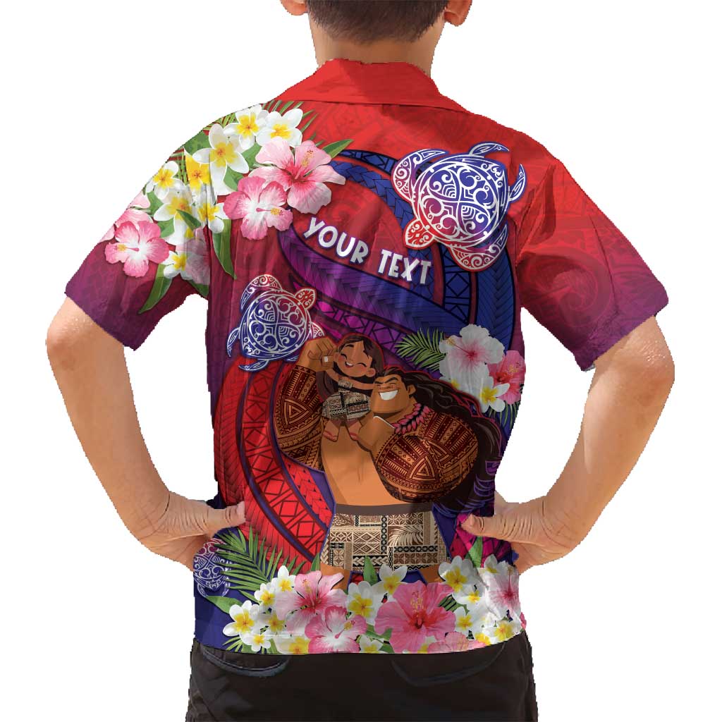 Personalised Samoa Father's Day Family Matching Off Shoulder Short Dress and Hawaiian Shirt Happy Father And Child