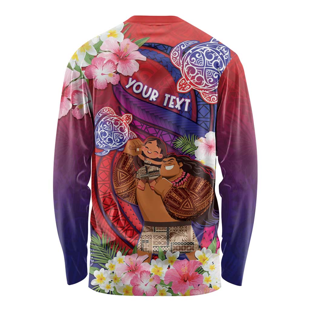 Personalised Samoa Father's Day Long Sleeve Shirt Happy Father And Child