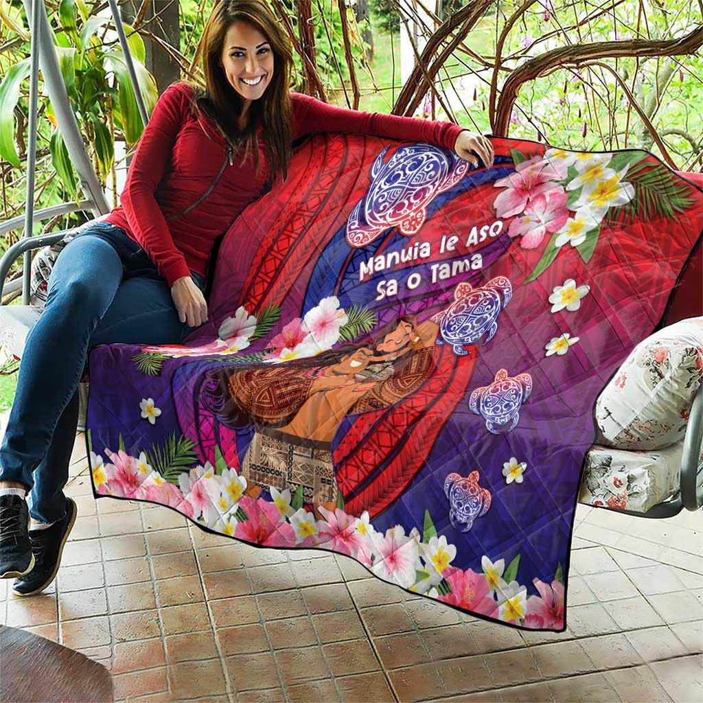 Samoa Father's Day Quilt Happy Father And Child