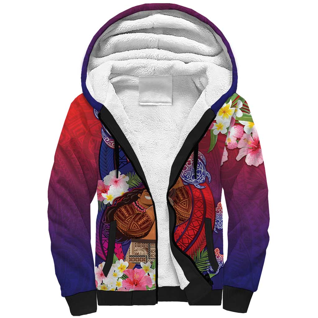 Personalised Samoa Father's Day Sherpa Hoodie Happy Father And Child