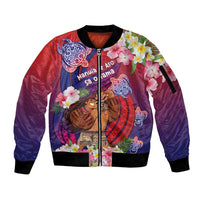 Personalised Samoa Father's Day Sleeve Zip Bomber Jacket Happy Father And Child