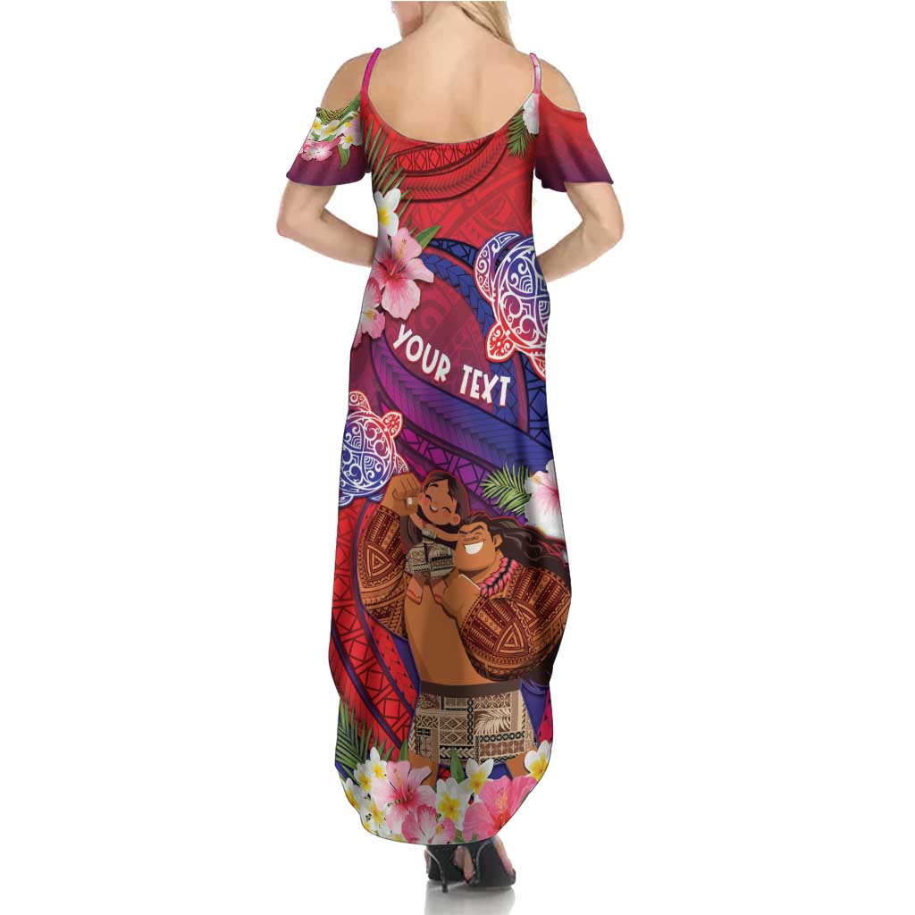 Personalised Samoa Father's Day Summer Maxi Dress Happy Father And Child