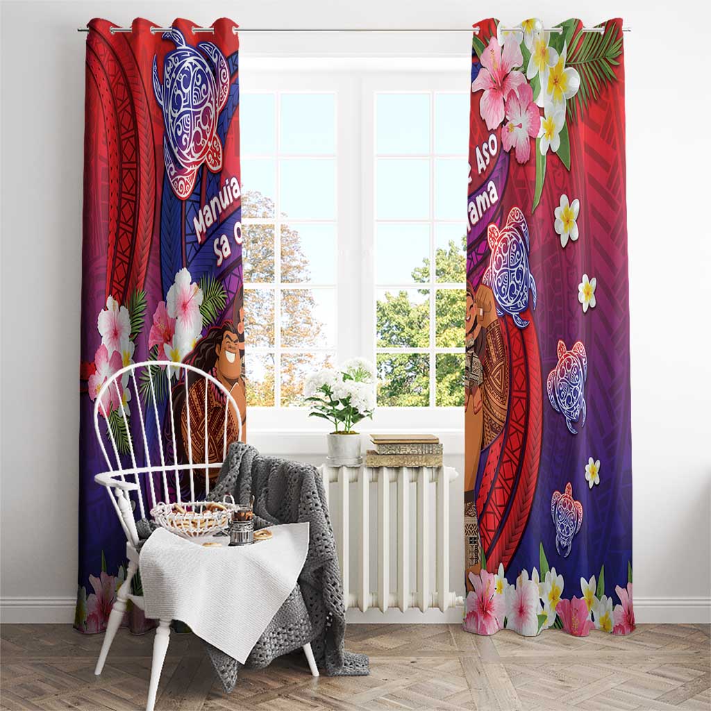 Samoa Father's Day Window Curtain Happy Father And Child