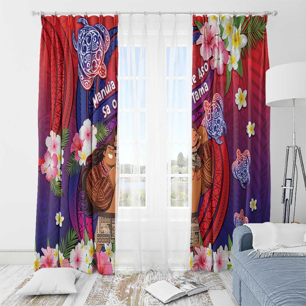 Samoa Father's Day Window Curtain Happy Father And Child