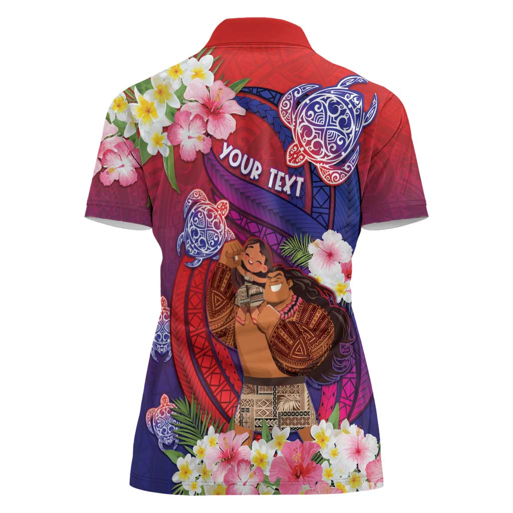 Personalised Samoa Father's Day Women Polo Shirt Happy Father And Child