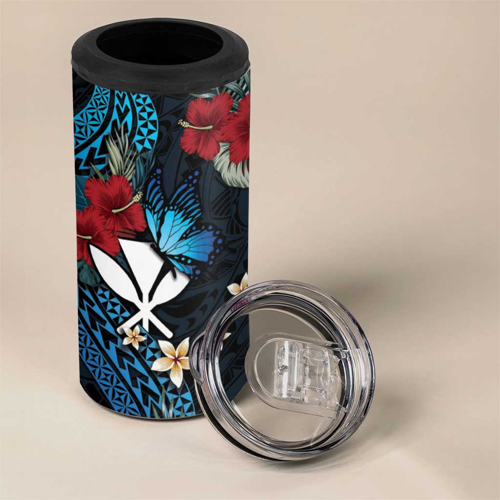 Hawaii Butterfly 4 in 1 Can Cooler Tumbler Kanaka Maoli Mix Hibiscus