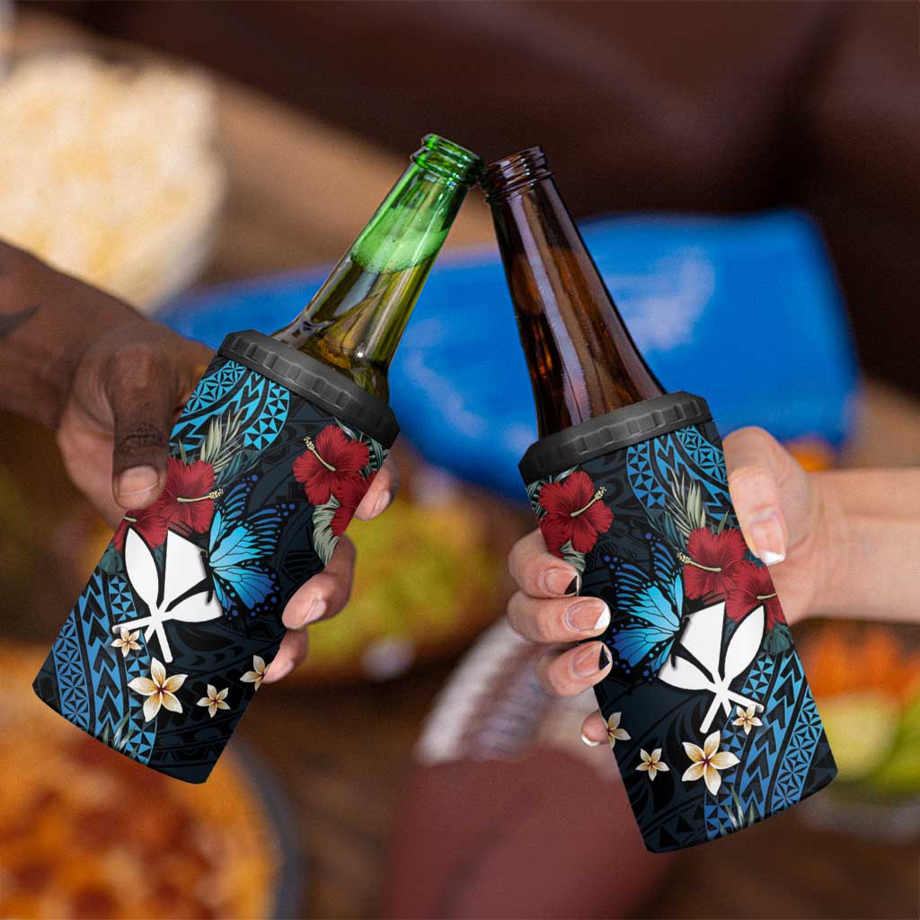 Hawaii Butterfly 4 in 1 Can Cooler Tumbler Kanaka Maoli Mix Hibiscus