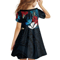 Hawaii Butterfly Family Matching Off Shoulder Short Dress and Hawaiian Shirt Kanaka Maoli Mix Hibiscus