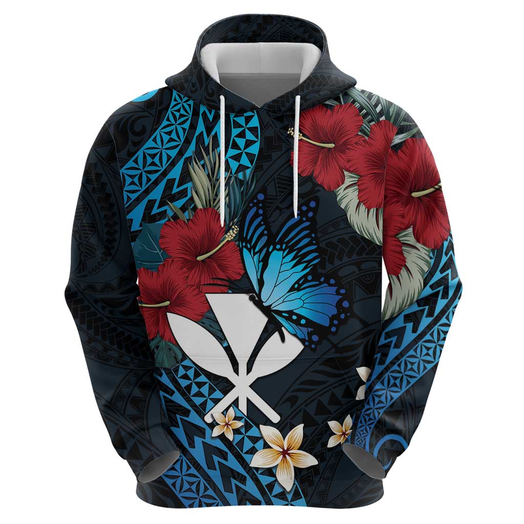 Hawaii Butterfly Hoodie Kanaka Maoli Mix Hibiscus