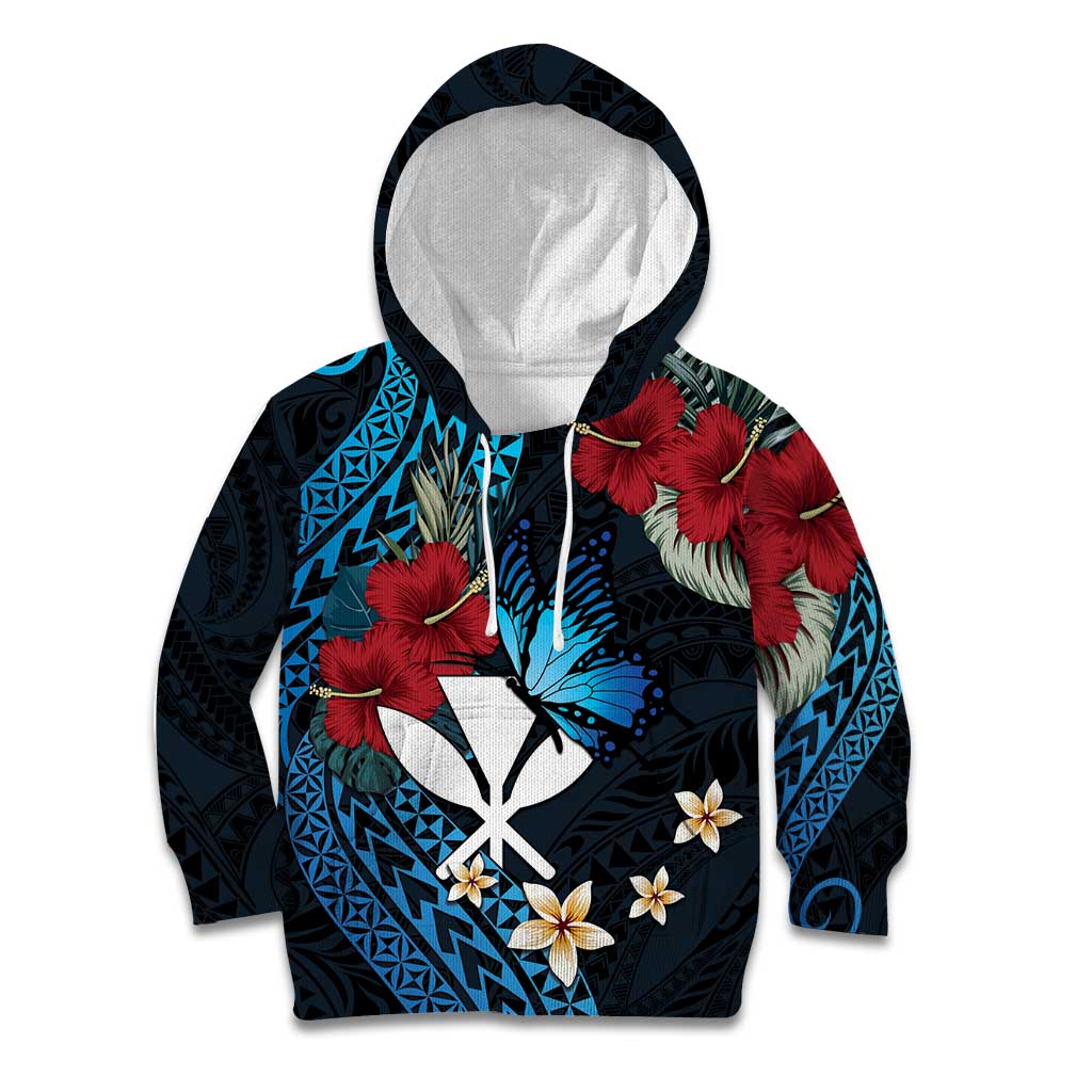 Hawaii Butterfly Kid Hoodie Kanaka Maoli Mix Hibiscus