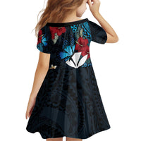 Hawaii Butterfly Kid Short Sleeve Dress Kanaka Maoli Mix Hibiscus