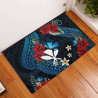 Hawaii Butterfly Rubber Doormat Kanaka Maoli Mix Hibiscus