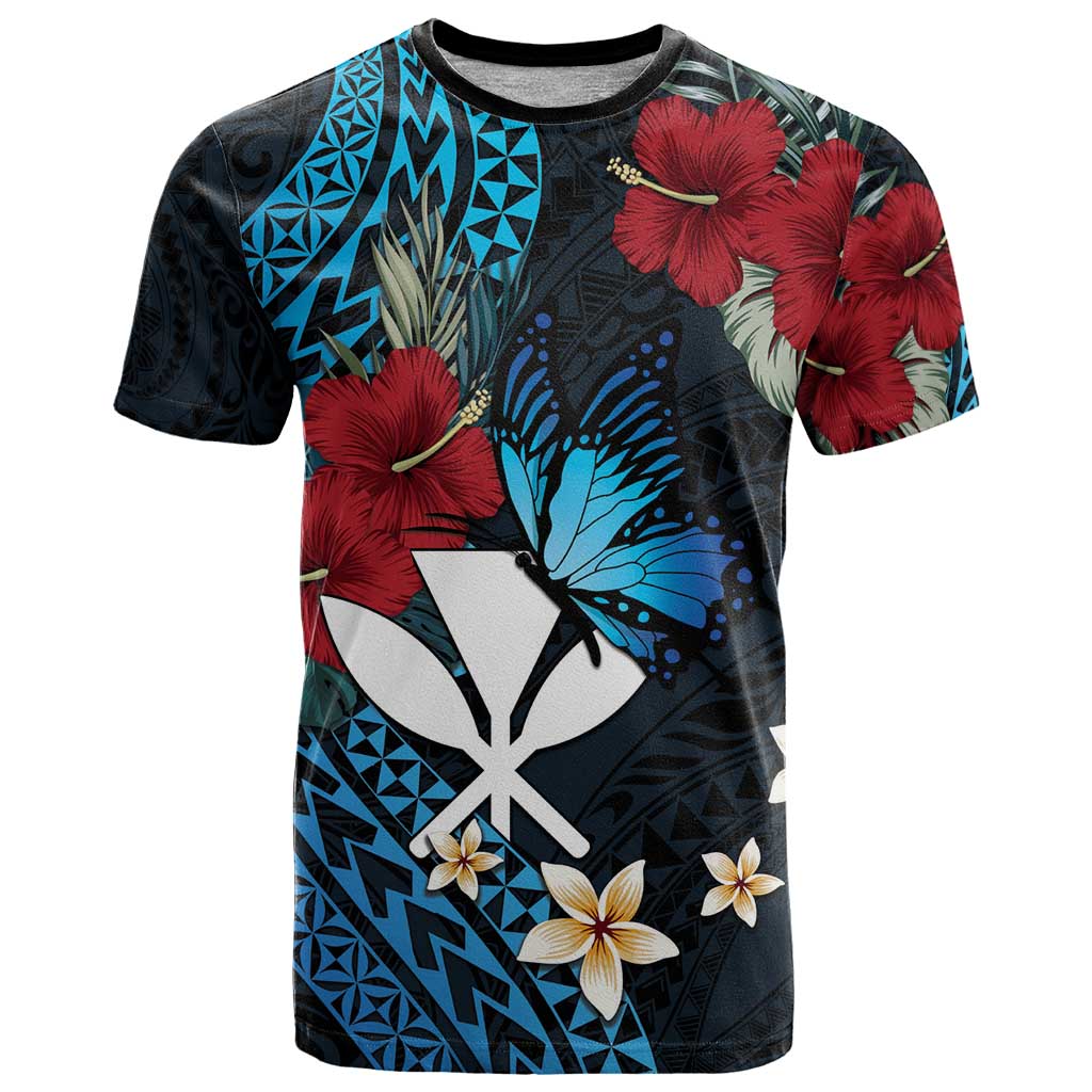 Hawaii Butterfly T Shirt Kanaka Maoli Mix Hibiscus