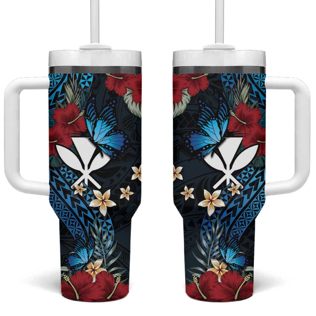 Hawaii Butterfly Tumbler With Handle Kanaka Maoli Mix Hibiscus