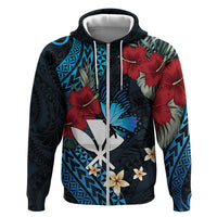 Hawaii Butterfly Zip Hoodie Kanaka Maoli Mix Hibiscus