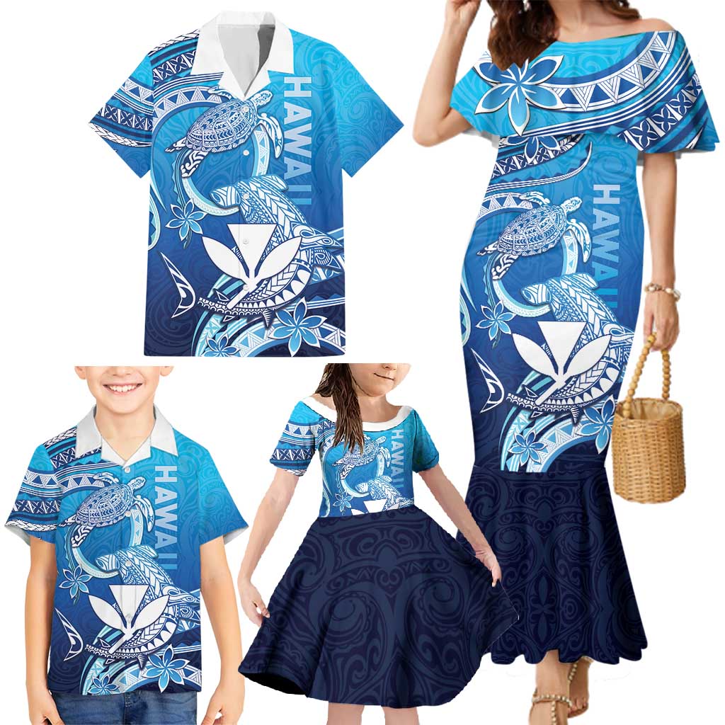 Hawaii Family Matching Mermaid Dress and Hawaiian Shirt Turtle With Hammerhead Shark Oceanic