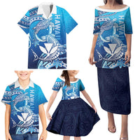 Hawaii Family Matching Puletasi and Hawaiian Shirt Turtle With Hammerhead Shark Oceanic