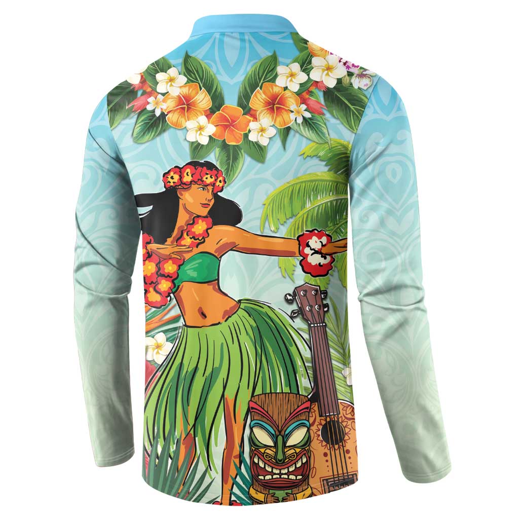 Hawaii Lei Day Button Sweatshirt Hula Girl With Tropical Forest DT04 - Polynesian Pride