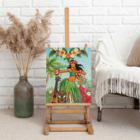 Hawaii Lei Day Canvas Wall Art Hula Girl With Tropical Forest