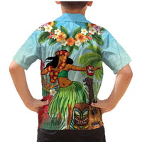 Hawaii Lei Day Family Matching Mermaid Dress and Hawaiian Shirt Hula Girl With Tropical Forest