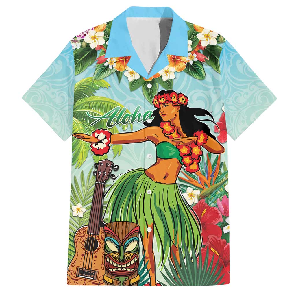 Hawaii Lei Day Hawaiian Shirt Hula Girl With Tropical Forest