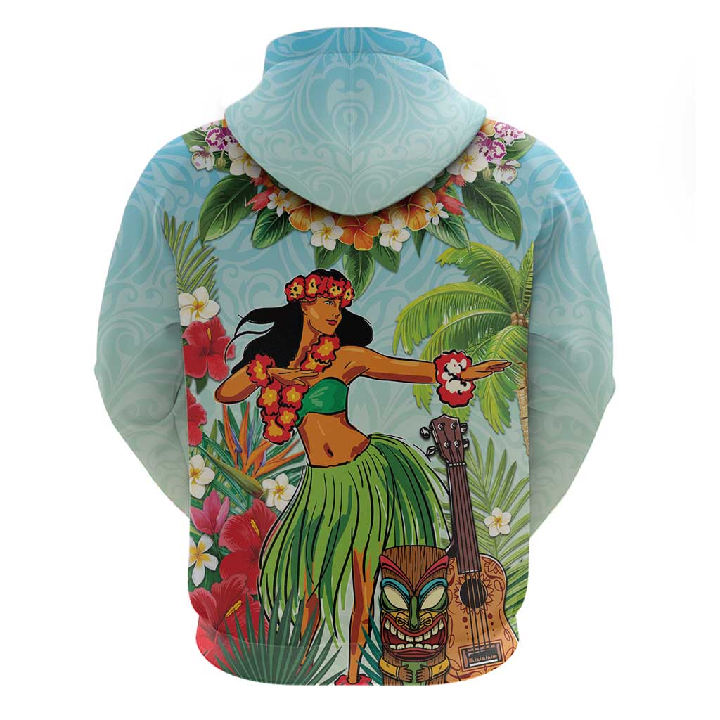 Hawaii Lei Day Hoodie Hula Girl With Tropical Forest DT04 - Polynesian Pride