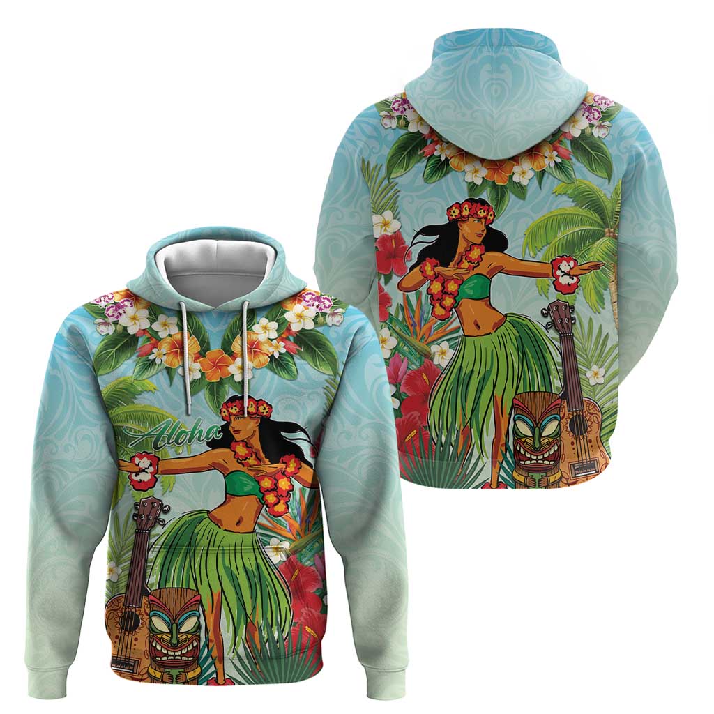 Hawaii Lei Day Hoodie Hula Girl With Tropical Forest DT04 - Polynesian Pride