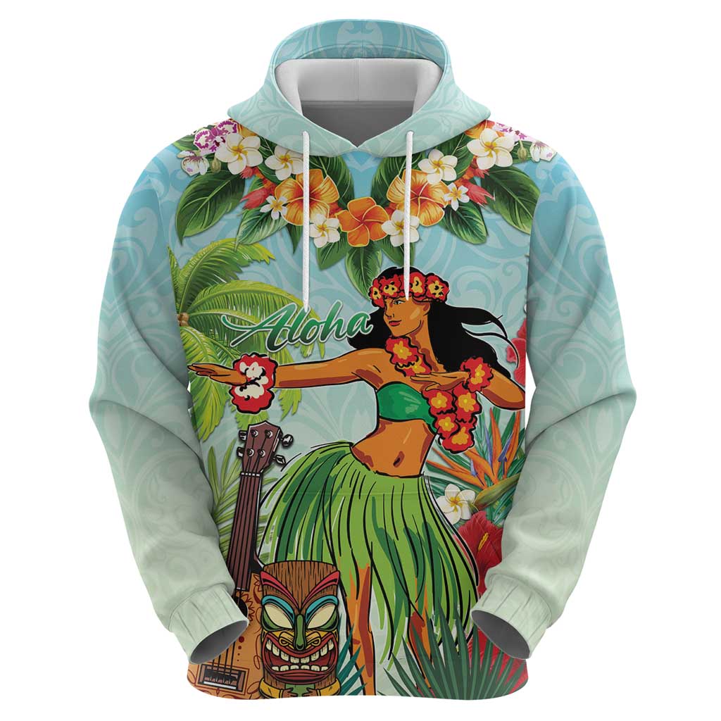 Hawaii Lei Day Hoodie Hula Girl With Tropical Forest DT04 - Polynesian Pride