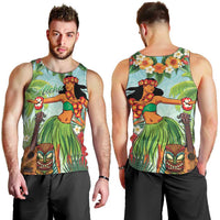 Hawaii Lei Day Men Tank Top Hula Girl With Tropical Forest