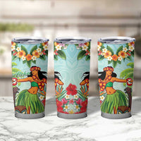 Hawaii Lei Day Tumbler Cup Hula Girl With Tropical Forest