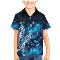 New Zealand Matariki Family Matching Mermaid Dress and Hawaiian Shirt Maori Koru Mix Silver Fern