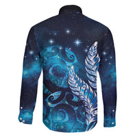 New Zealand Matariki Family Matching Off The Shoulder Long Sleeve Dress and Hawaiian Shirt Maori Koru Mix Silver Fern