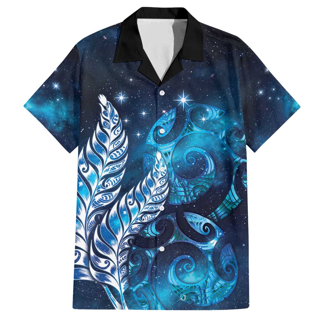 New Zealand Matariki Family Matching Summer Maxi Dress and Hawaiian Shirt Maori Koru Mix Silver Fern