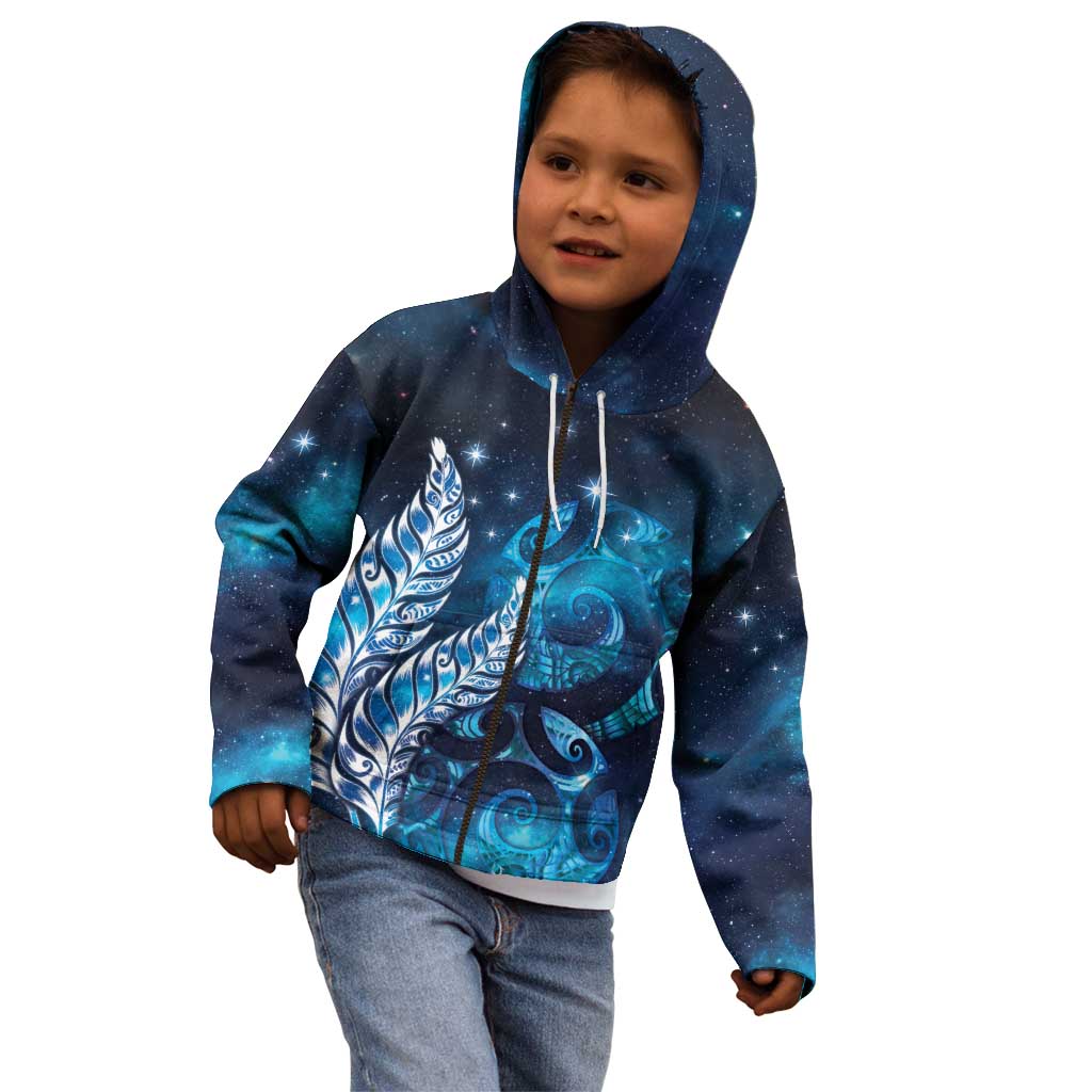 New Zealand Matariki Kid Hoodie Maori Koru Mix Silver Fern