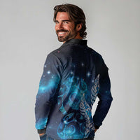 New Zealand Matariki Long Sleeve Polo Shirt Maori Koru Mix Silver Fern