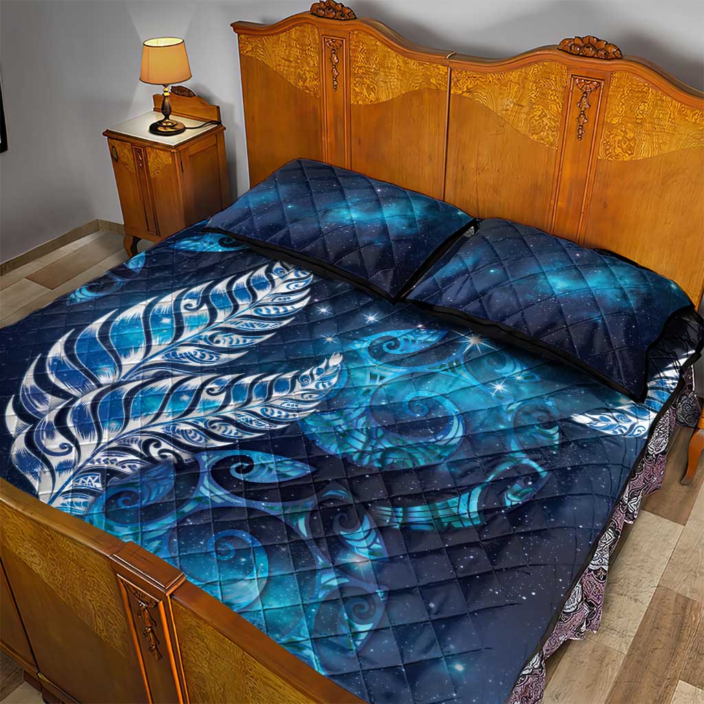 New Zealand Matariki Quilt Bed Set Maori Koru Mix Silver Fern