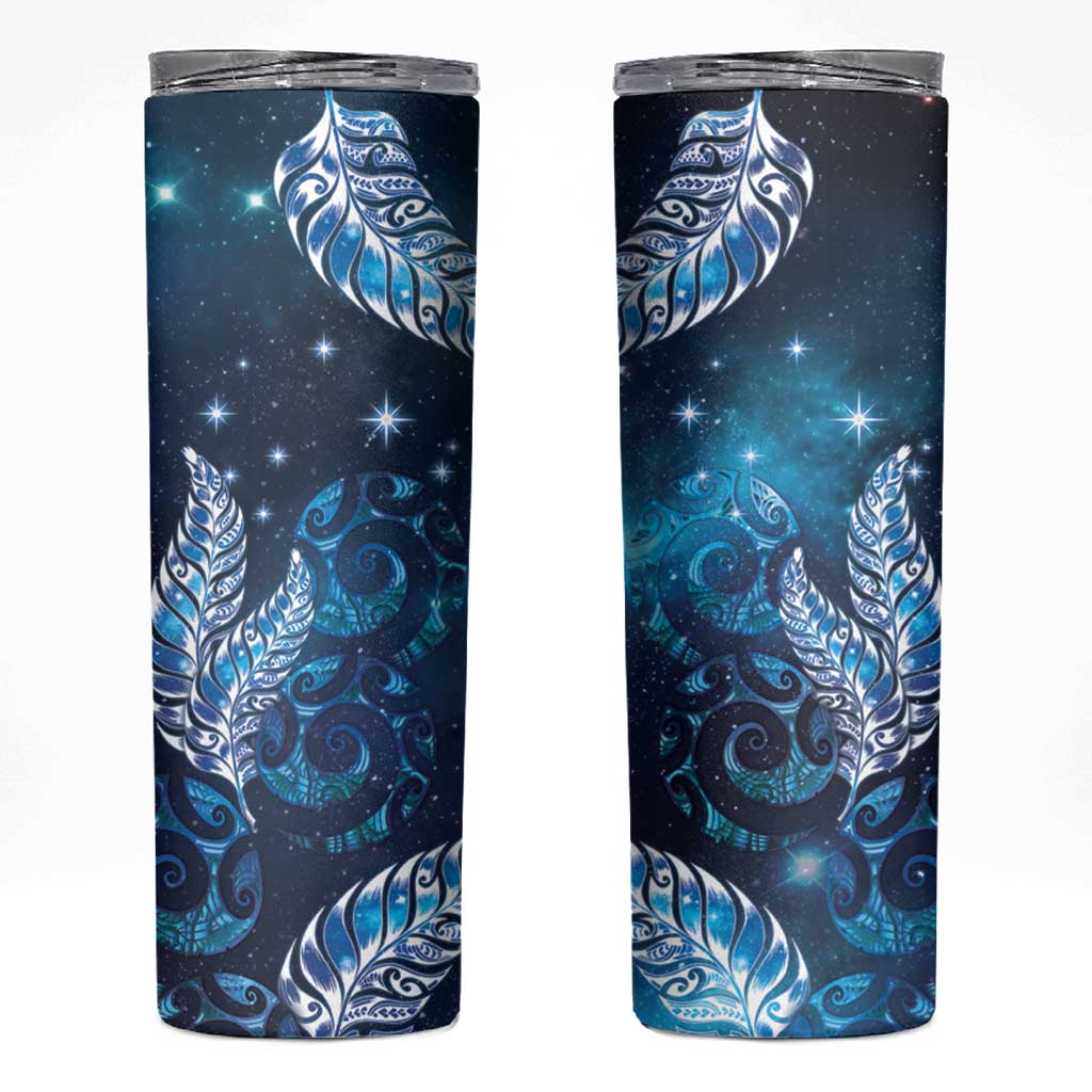 New Zealand Matariki Skinny Tumbler Maori Koru Mix Silver Fern