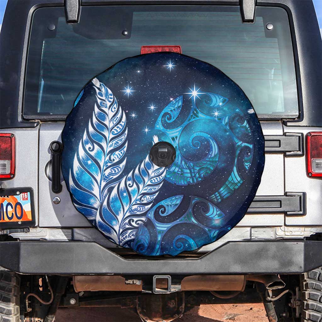 New Zealand Matariki Spare Tire Cover Maori Koru Mix Silver Fern