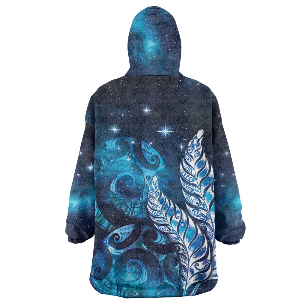 New Zealand Matariki Wearable Blanket Hoodie Maori Koru Mix Silver Fern