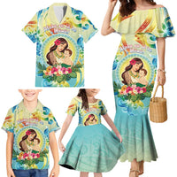 Personalised Hawaii Mother's Day Family Matching Mermaid Dress and Hawaiian Shirt I Love You Mom
