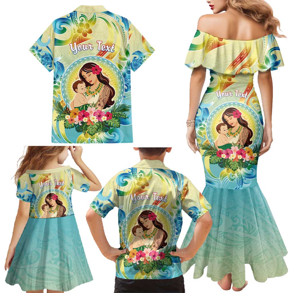 Personalised Hawaii Mother's Day Family Matching Mermaid Dress and Hawaiian Shirt I Love You Mom